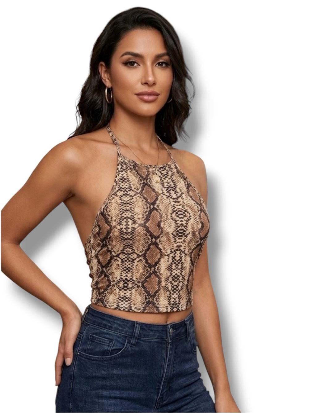 SHEIN Snake Print Halter Top Size Medium 🍭